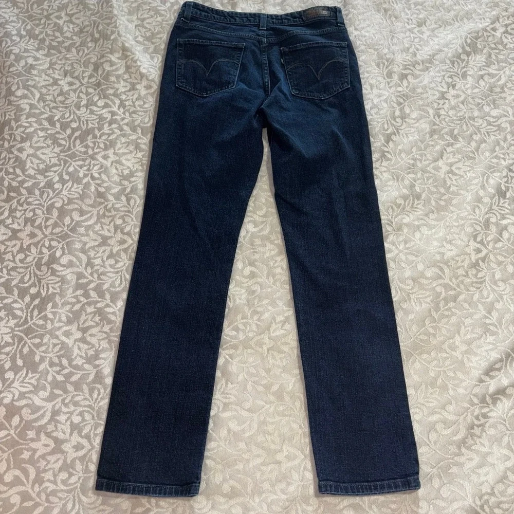 Levis Black Label Straight Leg‎ Jeans Dark Indigo Womens 8 Stretch Denim (F3)